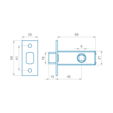 Задвижка межкомнатная ITAROS 6-45 черный никель BN