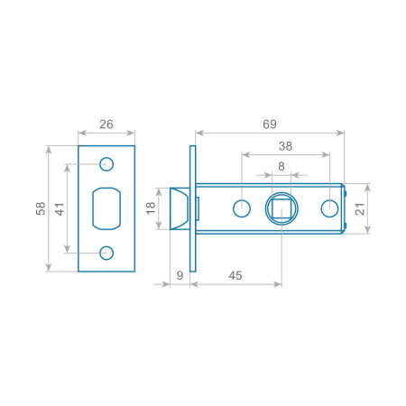 Защелка межкомнатная PVC ITAROS 6-45 черная BLACK